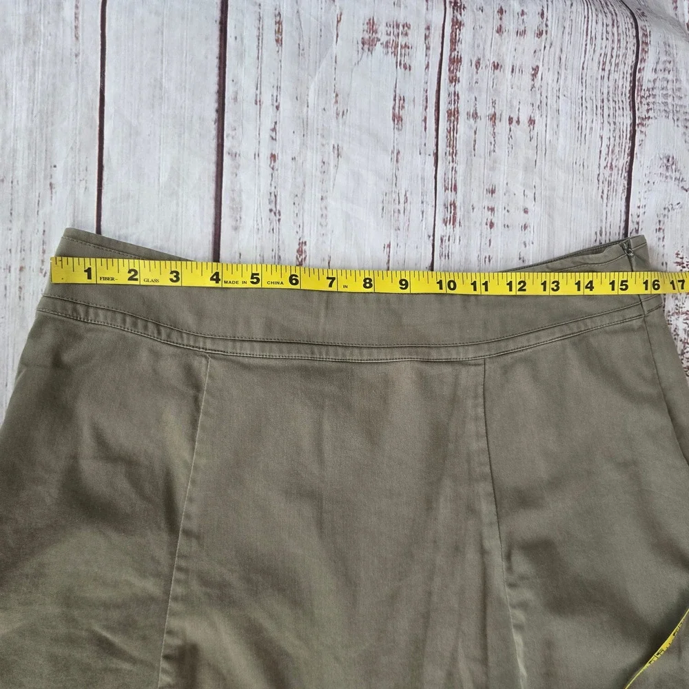 Coldwater Creek Olive Green Embroider Flare Pleated Skirt 10/12 Whimsigoth Boho